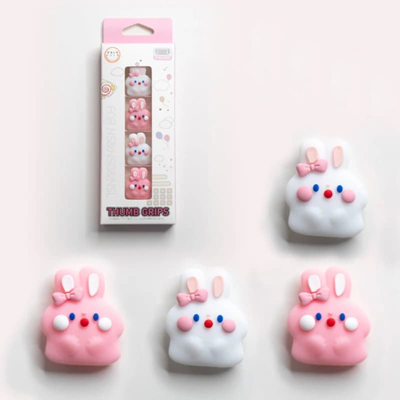 Simpatico coniglio rosa Silicone morbido Thumb Stick Grip Cap Cover per Nintendo Switch Oled/Lite NS Joy-con Thumbstick Custodia protettiva