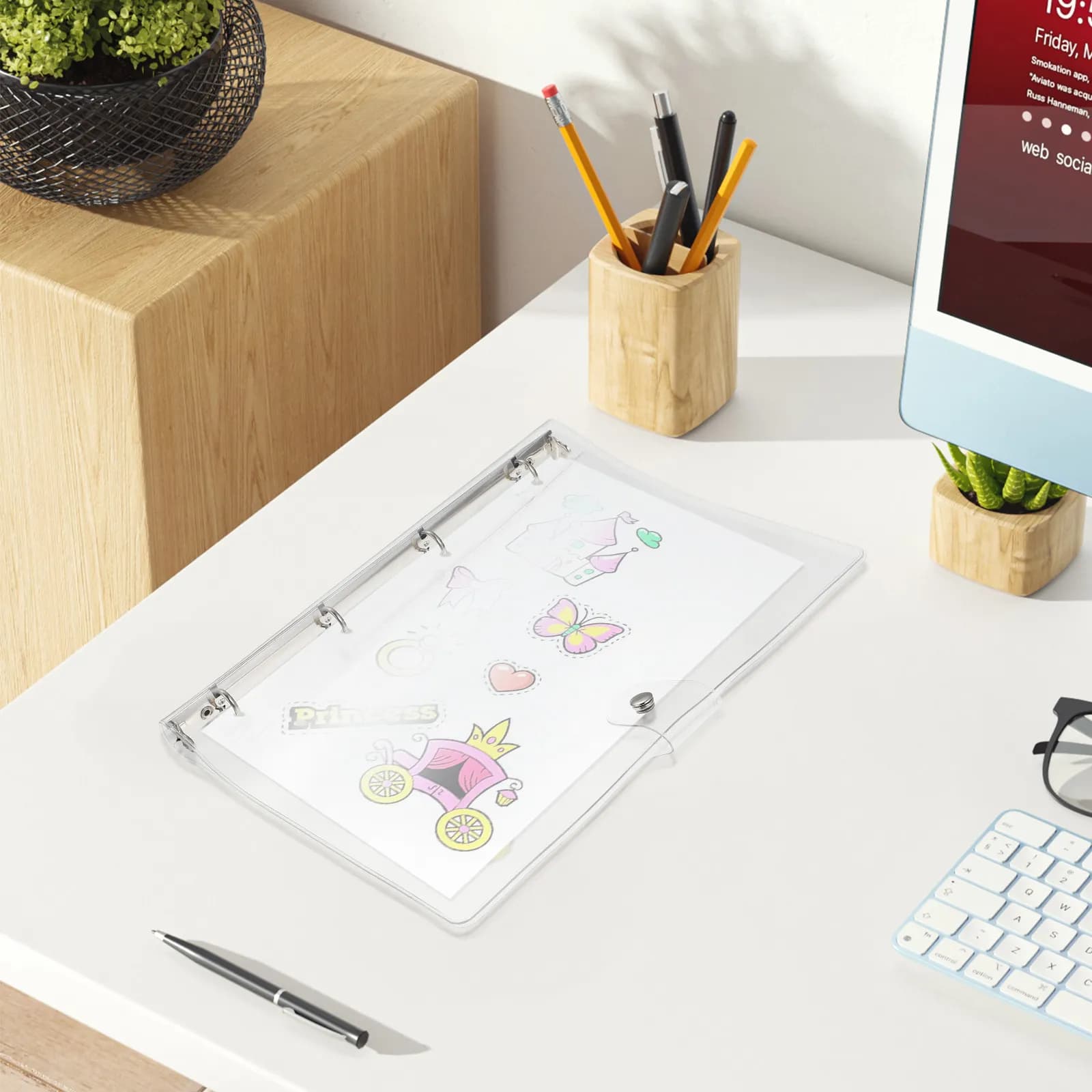 Copertina per Quaderno A4 in Plastica Trasparente Premium con 4 Anelli per Fogli Staccabili, per Scuola, Ufficio, Diario, Agenda, Album, Blocco Note