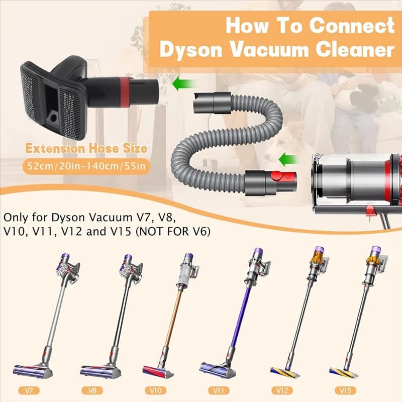 BAAM-Tubo di prolunga per spazzola per aspirapolvere per peli di cani per Dyson V7 V8 V10 V11 V15 Accessori per aspirapolvere Strumento per lo sposo degli animali Rimuove i capelli sciolti