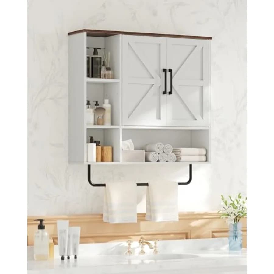 Armadietto da parete per bagno Armadietto dei medicinali Armadietto da parete sopra il WC Armadietto da parete con portasciugamani aperto e nascosto Sto