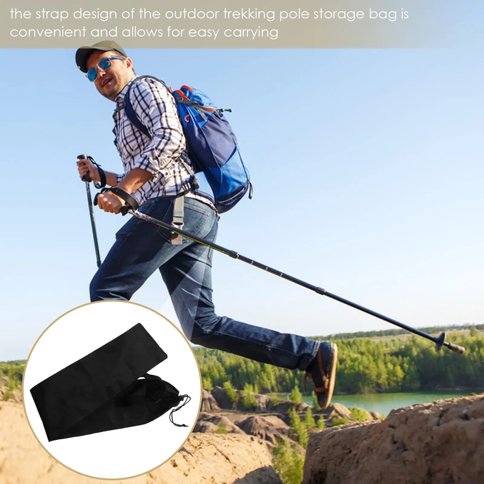 Waterproof Oxford Cloth Trekking Pole Bag Large Capacity Hiking Poles Holder Durable Carrying Bag for Walking Sticks