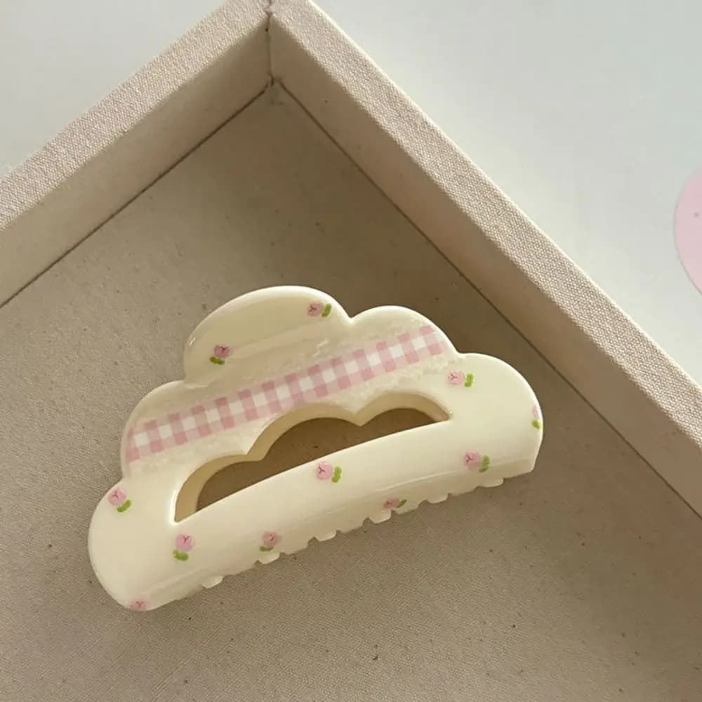 Ragnatela Shape Korean Style Hair Clip, Acrylic Square Triangular Clip with Bow, Flower Hair Clip, Geometric Shark Clip for Girls