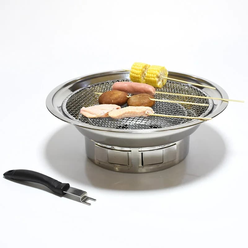 Portable Korean Bbq Stove Stainless Steel Non Stick Charcoal Barbecue Grill for Outdoor