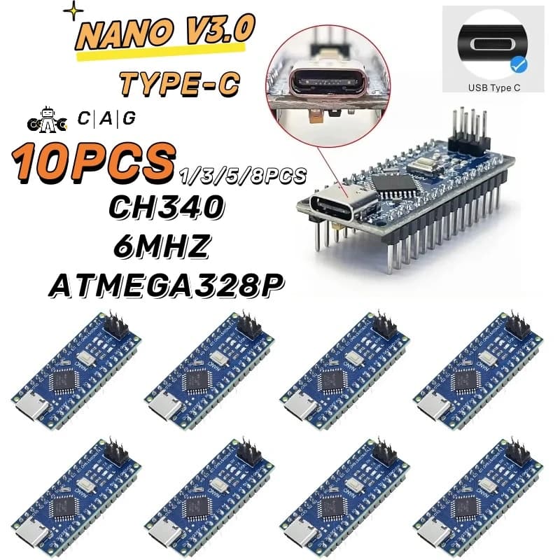 1 - 10PCS Type-C USB Nano 3.0 con il controller Nano compatibile con bootloader per driver USB arduino CH340 16Mhz ATMEGA328P