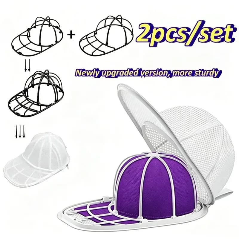 2pcs/set Anti-Deformation Hat Cleaning Cage for Washing Machine, Mesh Laundry Bag for Baseball Cap, Hat Washer Protector Shaper