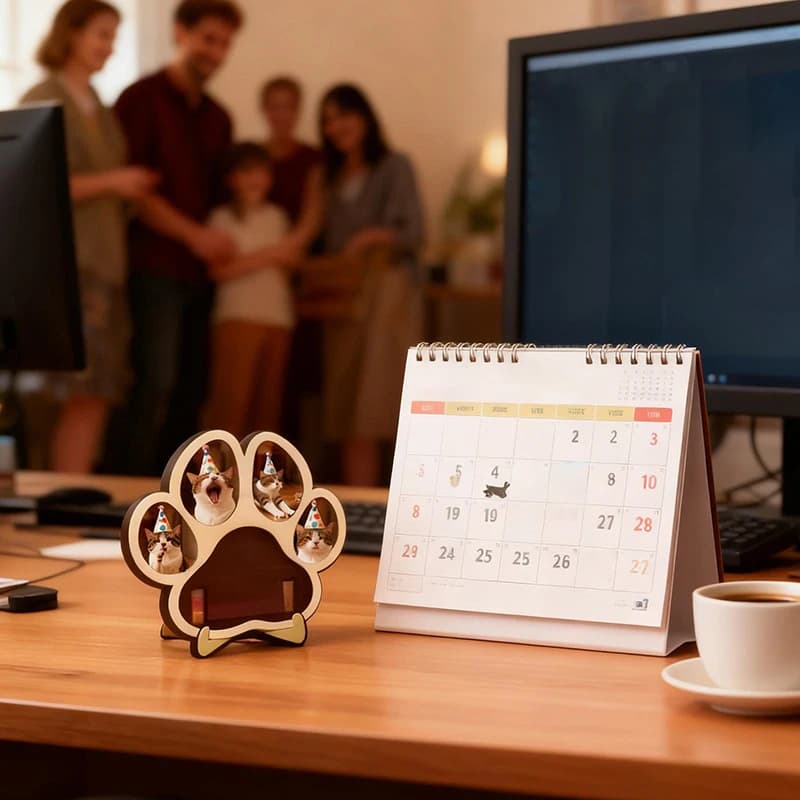 C 1pc new Wooden Desktop Pet Keepsake Photo Album Ornament Pet Dog And Cat Photo Frame Solid Wood Cat Paw Keepsake Frame