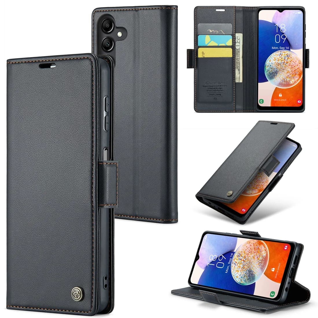 Custodia a Portafoglio per Samsung Galaxy A14 5G/A54 A34 5G A24, in Pelle PU Antiurto con Porta Carte, Blocco RFID e Funzione Kickstand