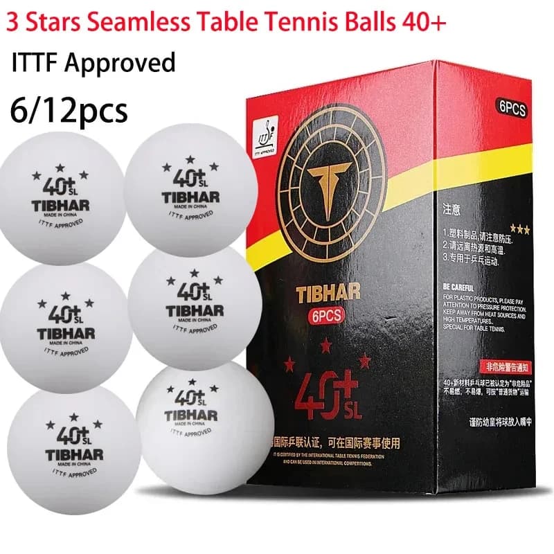 TIBHAR Palline da Ping Pong Professionali 3 Stelle Senza Cuciture 40+ Nuovo Materiale ABS Standard ITTF per Competizioni