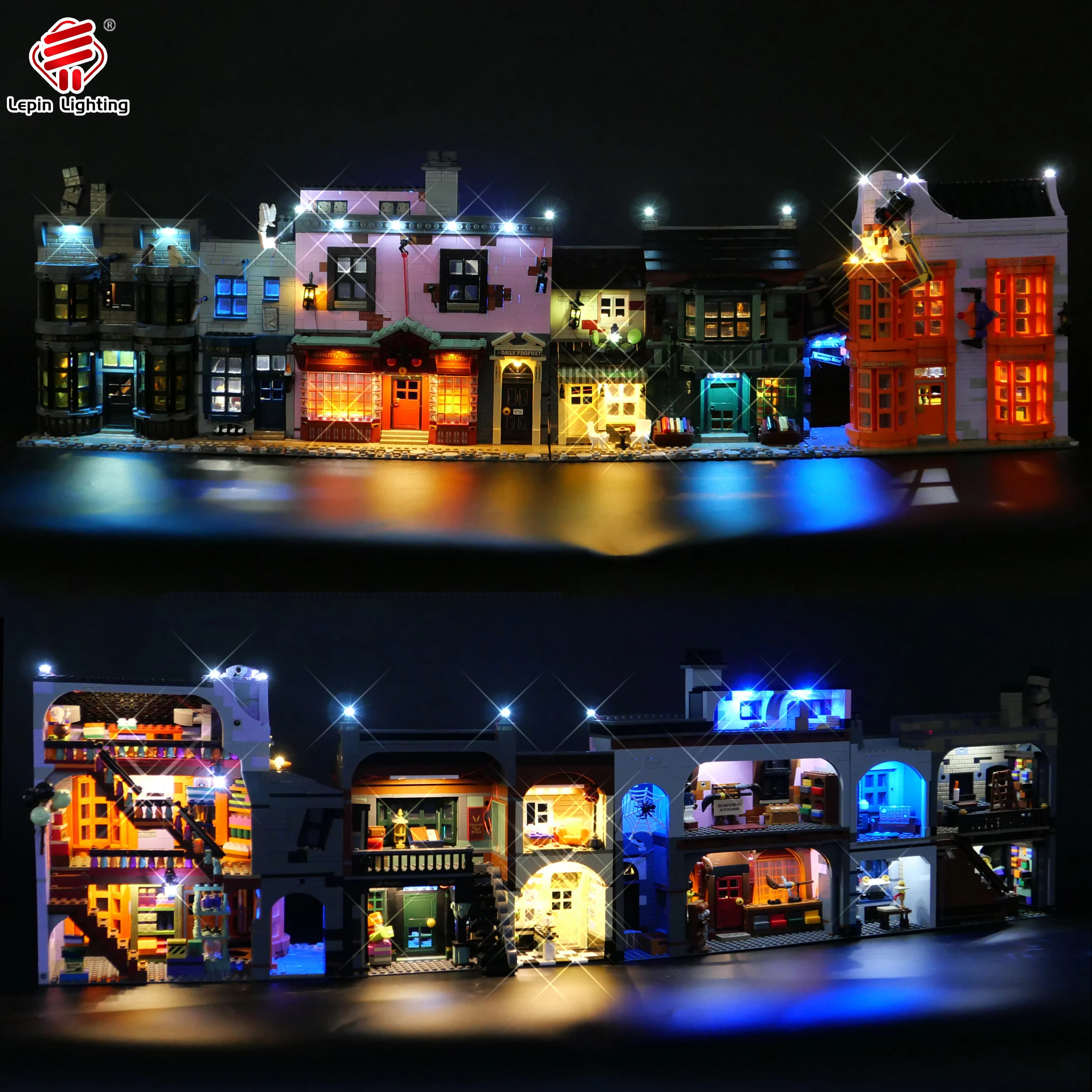 LED Lighting Kit Compatible with 75978 Magic Wizard Alley Building Blocks Model Street View Decorative Light Set (Lights Only)