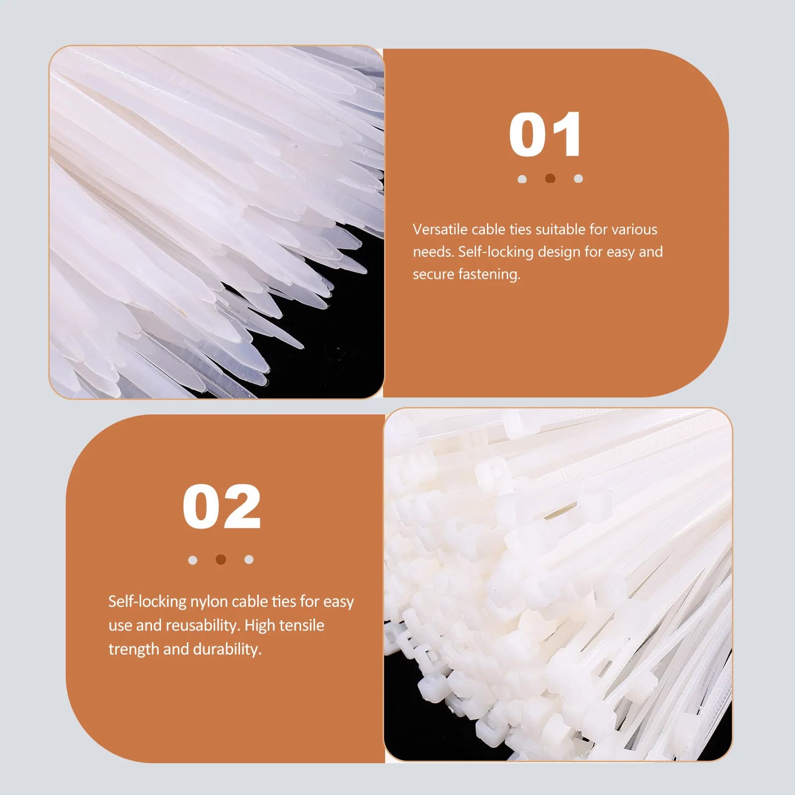 1000Pcs Professional Nylon Cable Ties Self-Locking Reusable Zip Ties Heavy Duty for Garden Fence Hanging Lights Garage Wire