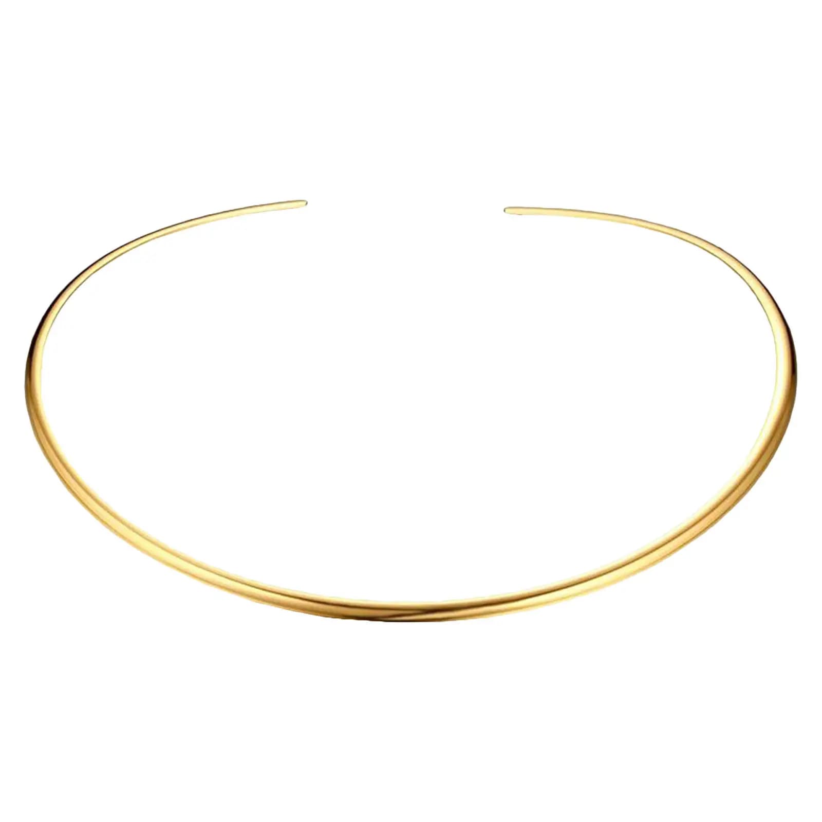 Round Gold Round Crew Necklace, Elegant and Comfortable for Daily Use, Women's Jewelry, Gold Choker Necklace