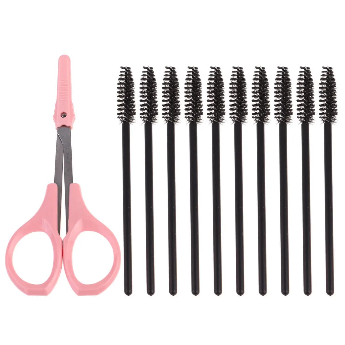 1Set Eyelash Scissors Spiral Brushes Stainless Steel Eyebrow Trimmer Lash Cutting Tools for Precise Makeup Look