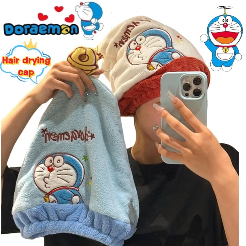 Nuovo Doraemon anime periferico cartone animato carino cappello per asciugare i capelli dolce e carino ragazza casa comodo cappello ad asciugatura rapida assorbente d'acqua