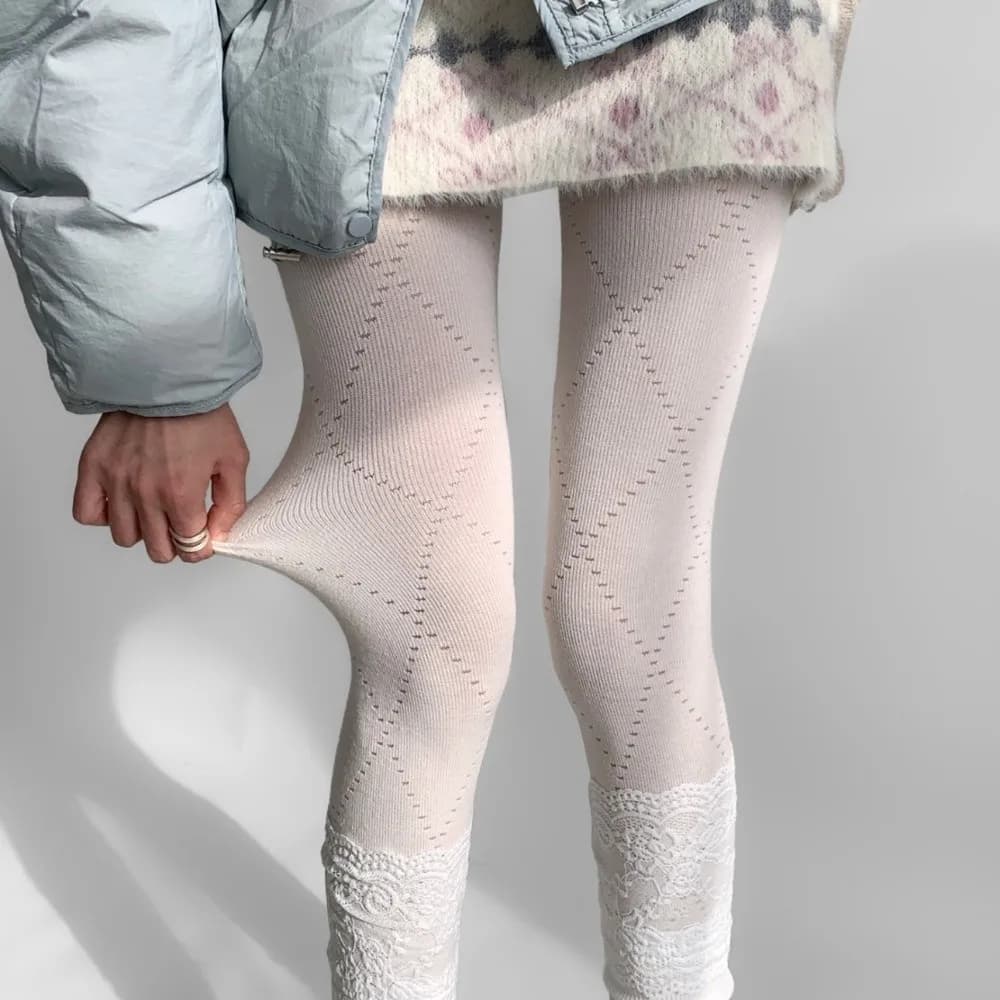 Y2K Fashionable jacquard knitted socks High elasticity breathable skirts Soft and thick thermal leggings Autumn Winter