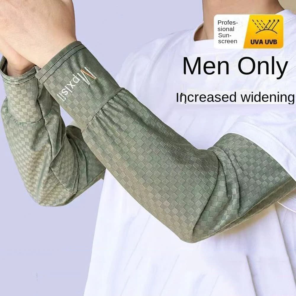 Long Sleeves Anti-UV Network Elastic Covers, Quadri Ice Sleeves, Men's Cycling Gloves
