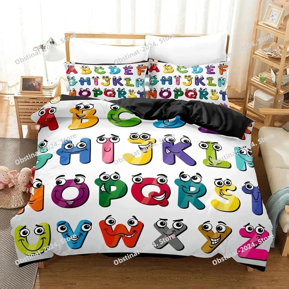 Set di Biancheria da Letto Alphabet Lore 2023, Misure Singolo, Matrimoniale, Queen, King, per Bambini e Ragazzi, Set Copripiumino Anime