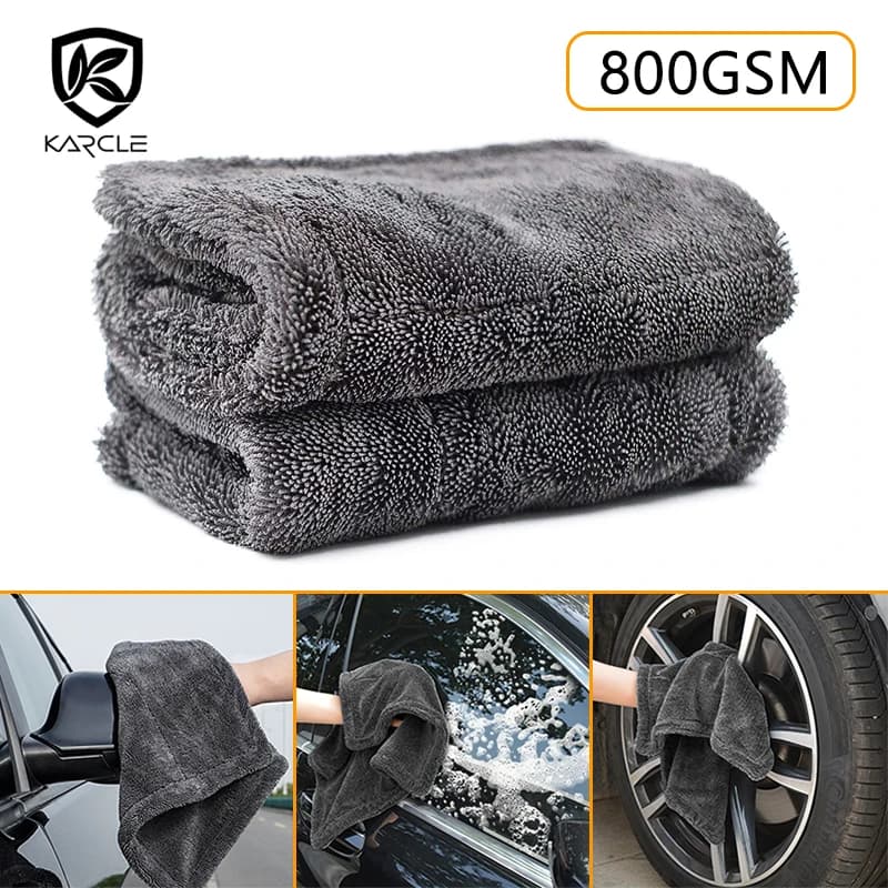 Asciugamano per lavaggio auto in microfibra Panno per asciugare la pulizia dell'auto in pile a doppia torsione Panno per la cura dell'auto super assorbente Asciugamano per ceretta per dettagli automatici