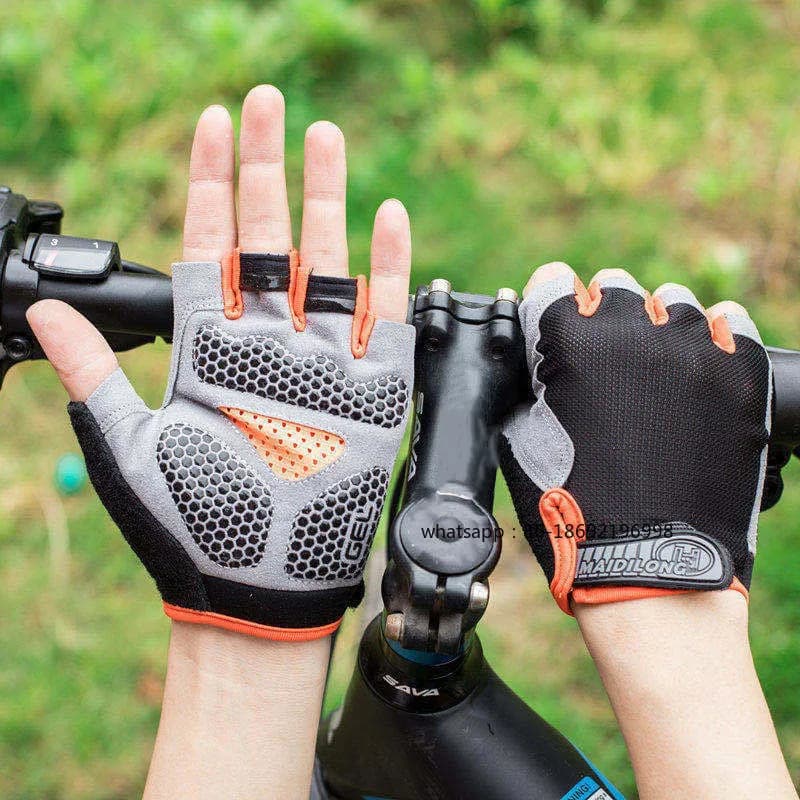 Guanti da Ciclismo per Uomo, Mezze Dita, Guanti da Palestra per Donna, Traspiranti, Antiscivolo, per Fitness e Allenamento Sportivo