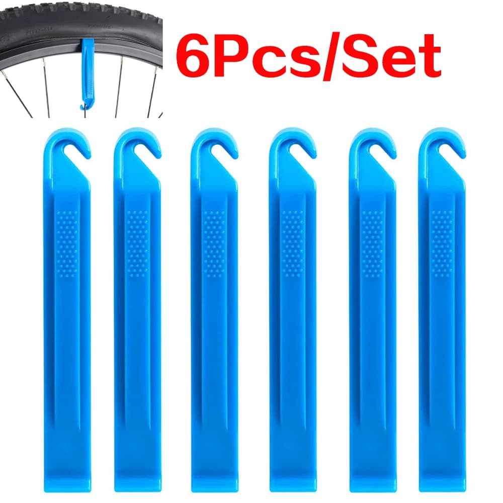 Set di riparazione per leve per rimozione cambio tubo per pneumatici Leve per pneumatici per bicicletta premium blu Confezione da 6 strumenti per rimozione ruote in plastica dura
