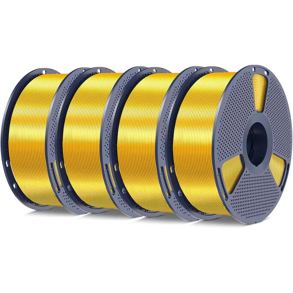 PLA Filament Improved by 1,75mm, Polished Chrome Finish, silky texture, 3D printing station, 4kg gold packaging
