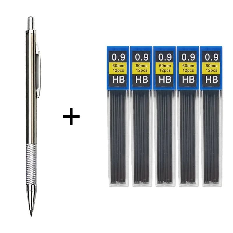 6pcs Metal Drafting Mechanical Pencil 0.3/0.5/0.7/0.9/1.3mm Mm Lead Refills Art Writing Sketching Retractable Design