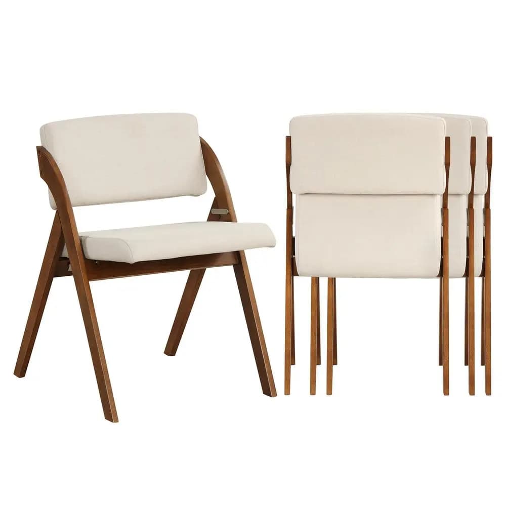 Set di 4 Sedie Pieghevoli con Cuscino, Sedie Moderne Pieghevoli per Cucina e Sala da Pranzo con Gambe in Legno di Gomma per Ospiti, Casa, Ufficio, Matrimoni