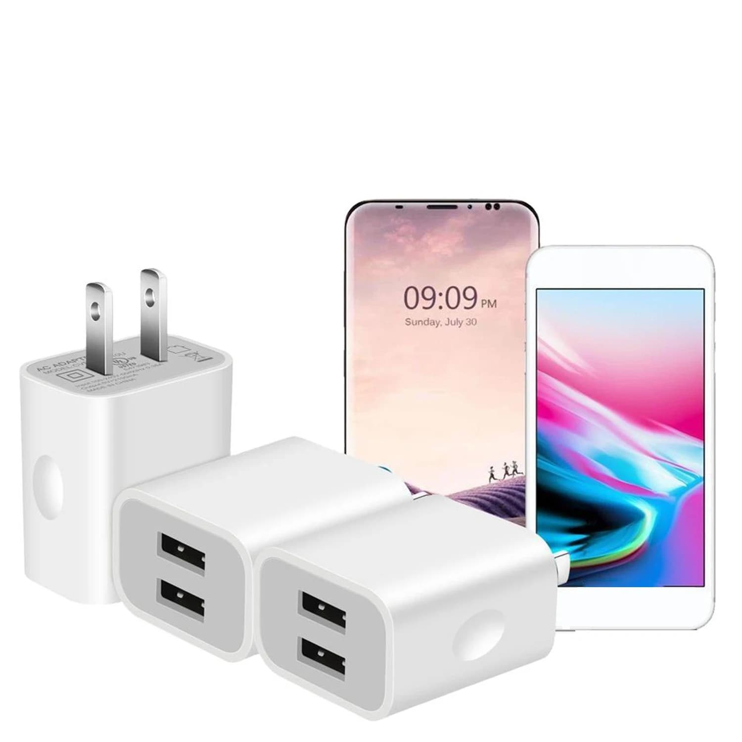 Caricabatterie da parete USB 1/3/5/10Pcs adattatore di alimentazione a blocco 2.1A adattatore per caricabatterie cubo con spina di ricarica rapida a doppia porta per IPhone per Samsung