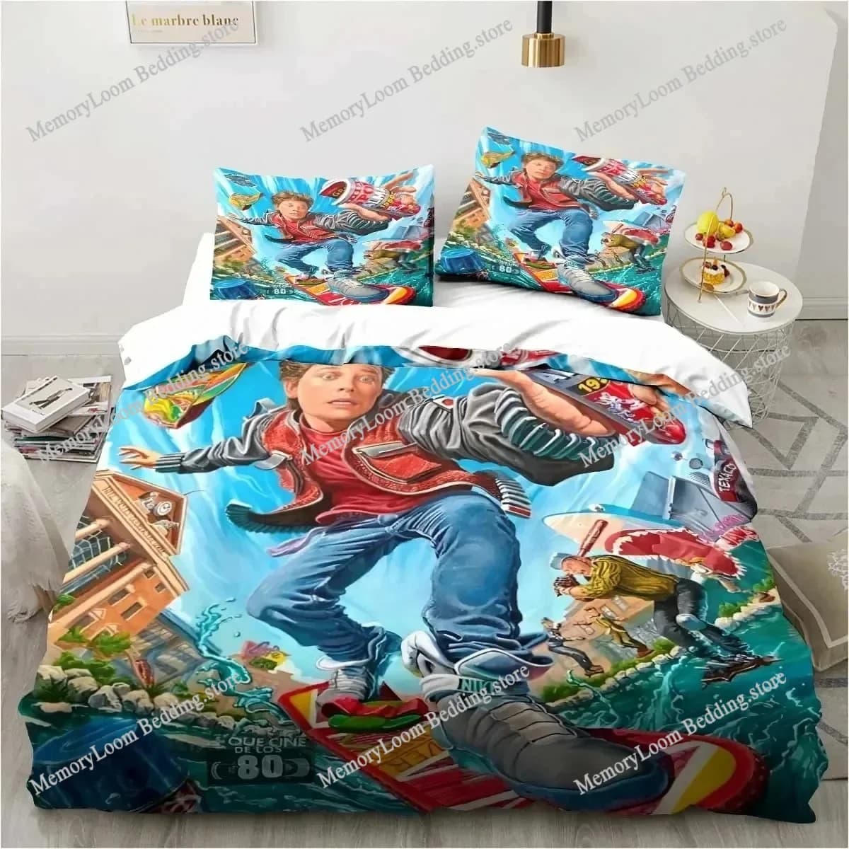 Back To The Future Classic Movie Retro Bedding Set Bed Three Piece Set Single Double Bed Queen Size King Quilt Cover Boy Gift