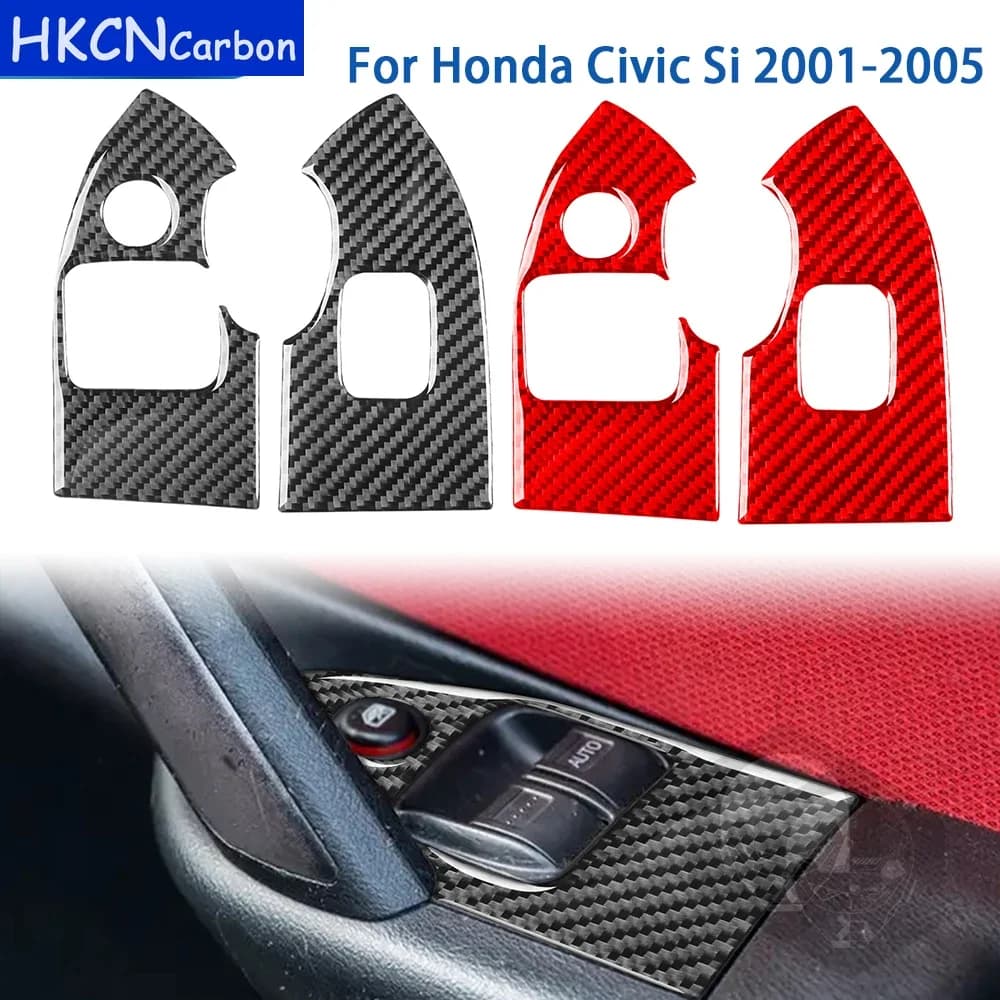 Per Honda Civic Si 2001 2002 2003 2004 2005 Accessori In Fibra di Carbonio Interni Auto Finestre di Controllo Finestra Ascensore Pannello Trim adesivo