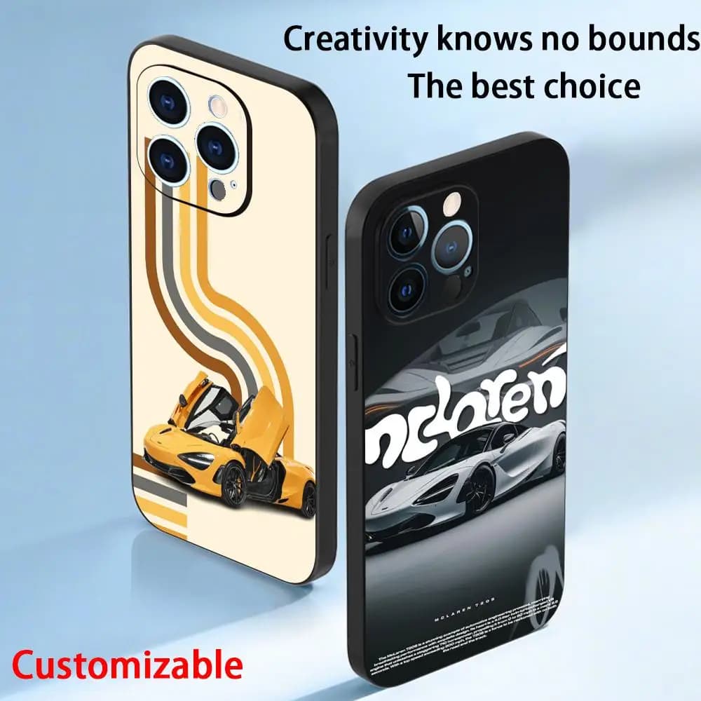 Super car Fashion M-mcl-areneS pattern Phone Case For iPhone 17 16 16e 15 14 13 12 Plus Mini Pro Max Soft black Shockproof Cover