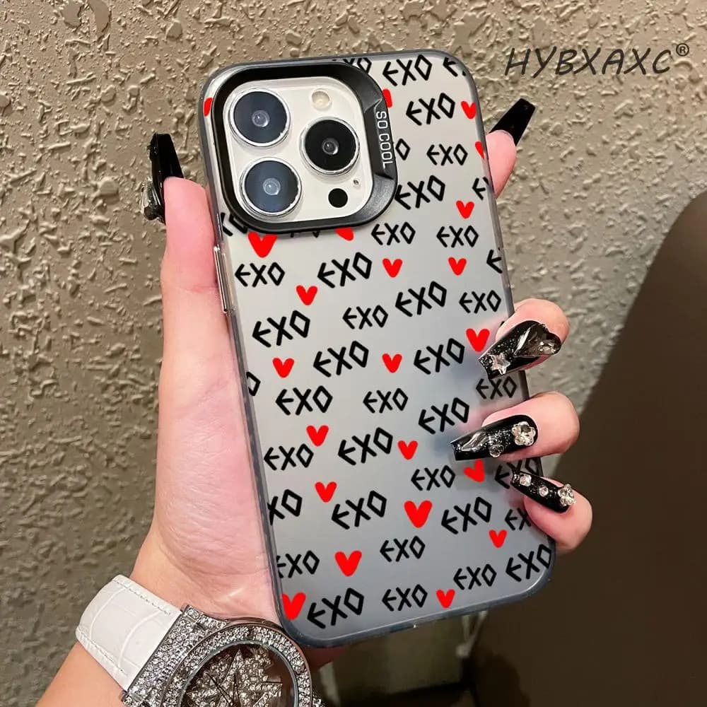 Cover per iPhone Kpop E-EXO Multicolore Aurora Laser Antiurto per iPhone 16 15 14 13 12 11 Plus Pro Max