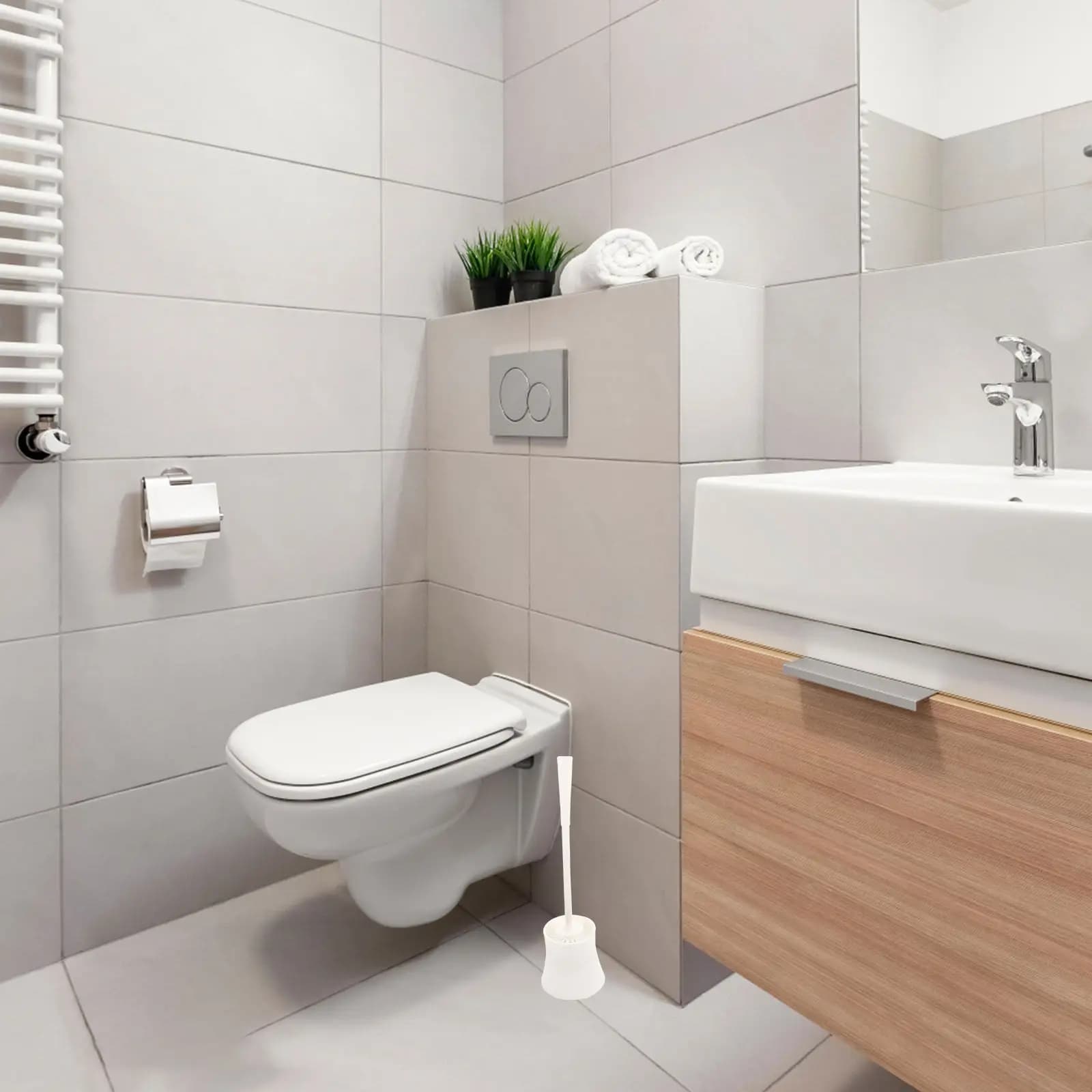 Set Spazzola per WC Premium in ABS e Nylon con Manico Lungo Antiscivolo, Strumento per Pulizia Bagno, Rimozione Macchie, Spazzola per Uso Domestico