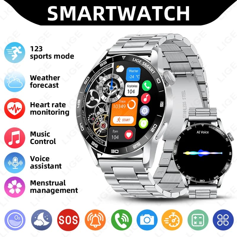 FOXBOX Smartwatch di Lusso Impermeabile con Monitoraggio Salute, Sport, Fitness, Sonno, Chiamate Bluetooth per Uomo e Donna