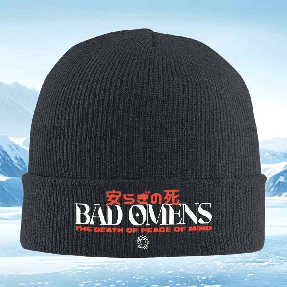 Disegno grafico dei cattivi presagi. Morte pace. Cappello lavorato a maglia Uomo Donna Berretto unisex Berretto pullover Inverno Termico Caldo Natale Outdoor Cy