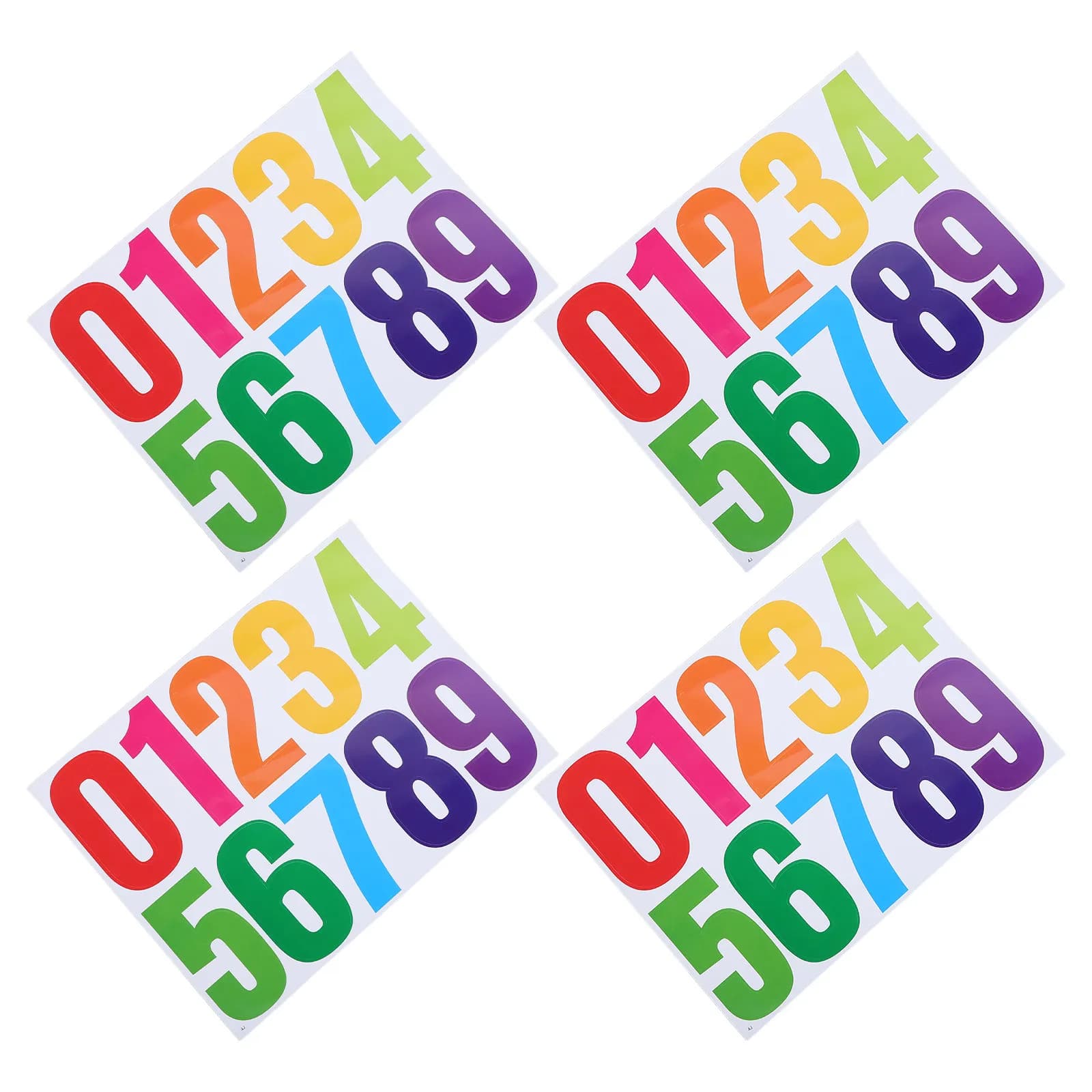4Sets Waterproof Vinyl Number Stickers 4 Inch High Visibility Colorful Self Adhesive House Numbers Mailbox Trash Can Warehouse
