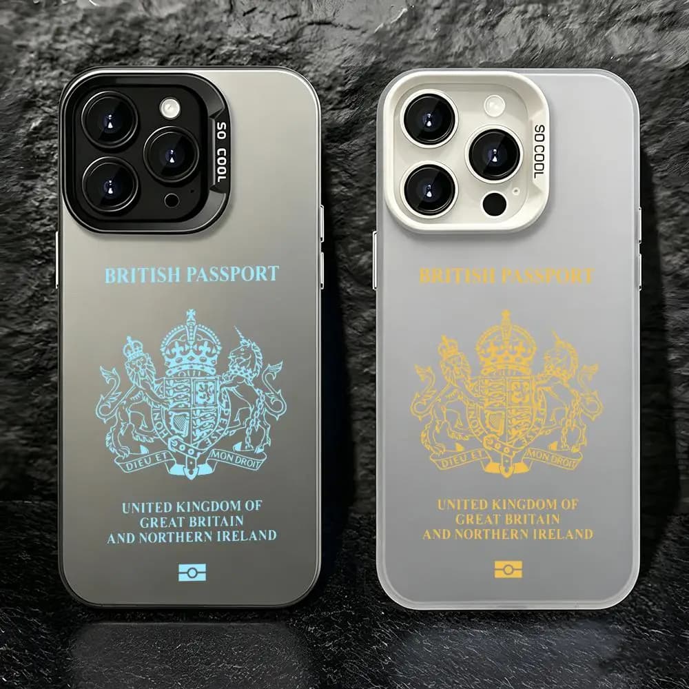 Custodia per telefono B-British PassportS Premium per iPhone 16/15/14/13/12/17 Pro Max Plus, resistente all'ingiallimento.