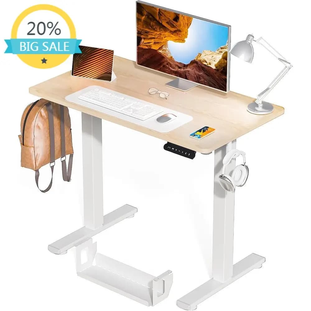 Scrivania Elettrica Compatta Regolabile in Altezza, Scrivania Ergonomica 35x20 per Home Office con Gestione Cavi