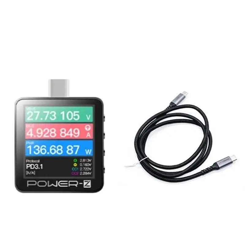 AED6-KM003C Tester di ricarica rapida USB-C portatile PD3.1 QC5.0 Voltmetro digitale e amperometro Tester della banca di potere con cavo da 240 W