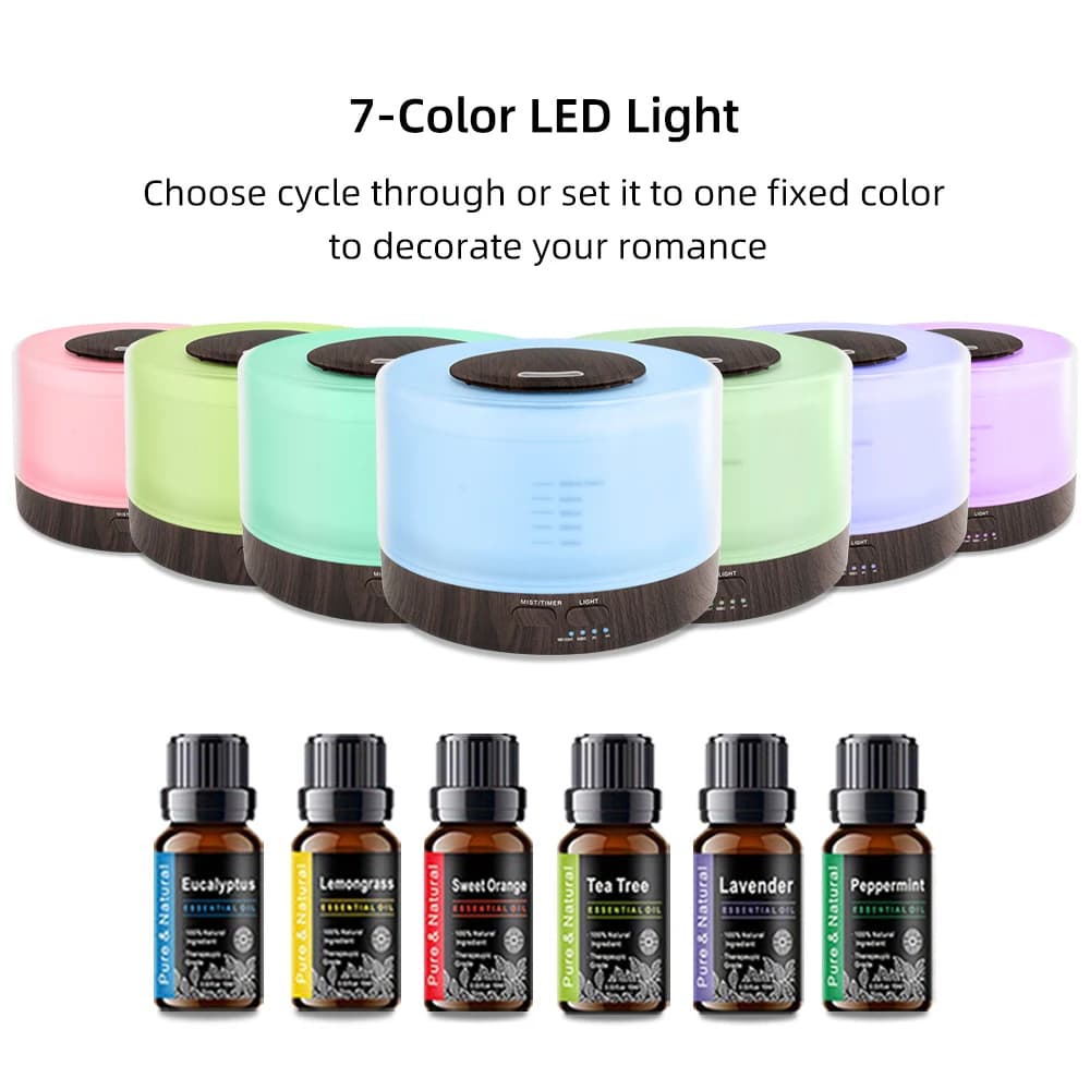 Diffusore diffusore di olio aromatico di grandi dimensioni con Timer umidificatore 7 luci-include 6 oli profumati