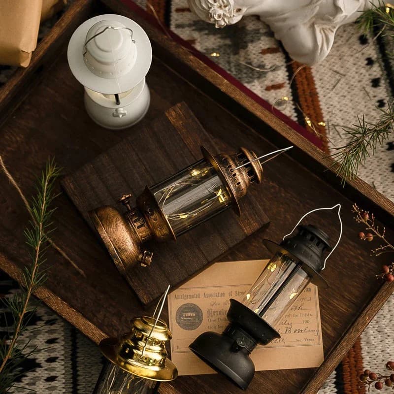 Vintage Kerosene Style LED Night Lamp Multicolor Portable Windproof Candle Light Decorative Desk Lamp for Indoor Room Decor