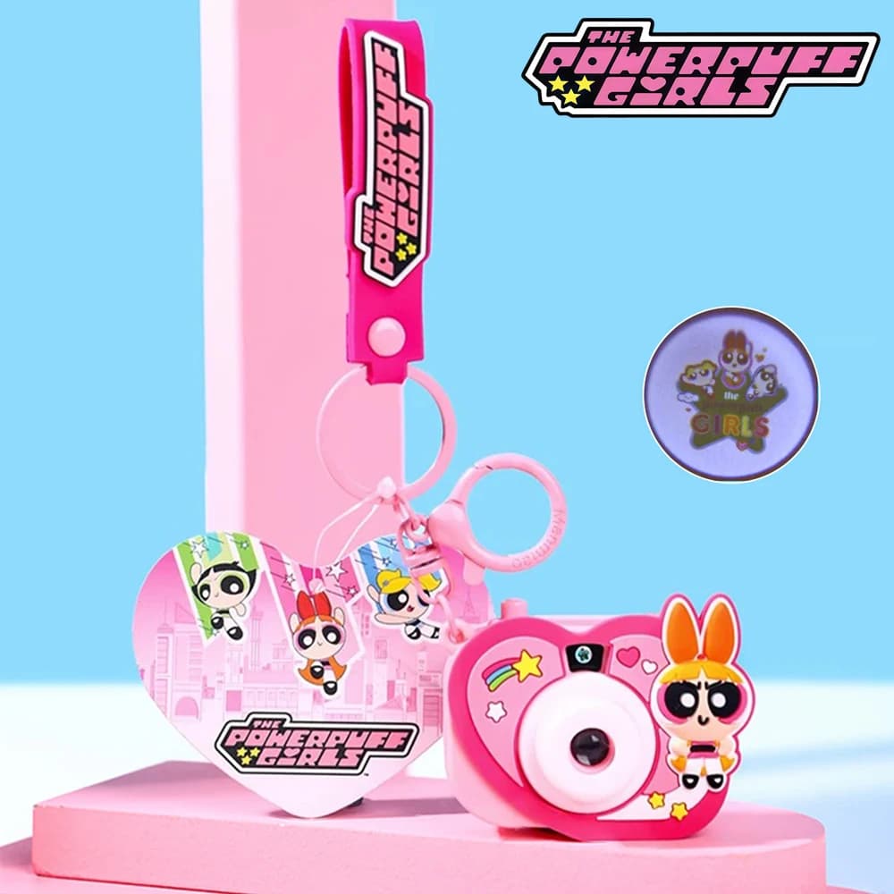 Autentico Proiettore Fotografico Mini Luminoso delle Powerpuff Girls, Portachiavi Kawaii, Accessori Decorativi, Regalo per Ragazze