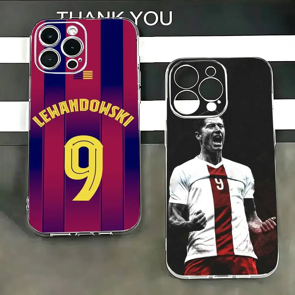 Football R-Robert Lewandowski Phone Case For iPhone 17 16 15 14 13 12 11 Mini Pro Max Plus Transparent Cover