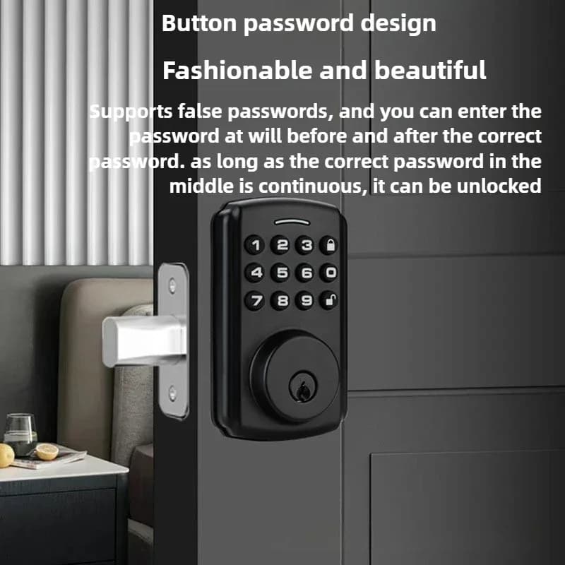 Serratura Intelligente Americana Automatica con Combinazione, App Tuya, Password e Chiave, Adatta per Porte di Spessore 35-55mm, Porte d'Ingresso