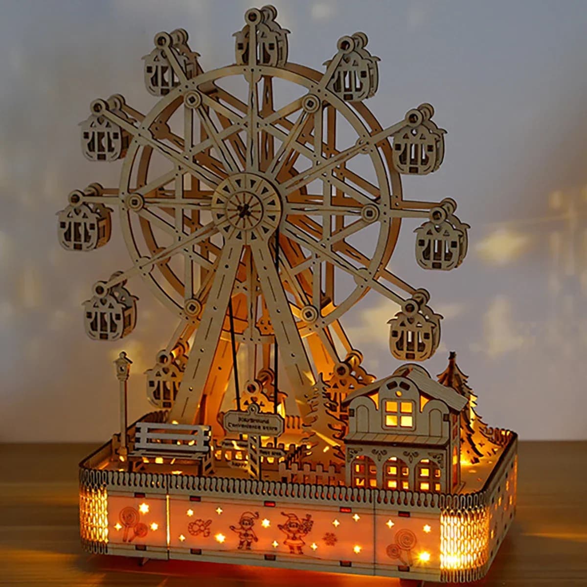 Ruota panoramica Mani artigianali fai da te 3D puzzle in legno assemblaggio di strumenti modello di edificio kit rompicapo puzzle giocattolo