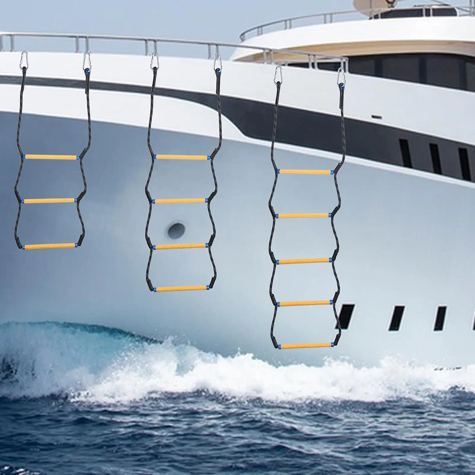 Boat Rope Ladder,Outdoor Climbing Ladders Boat Ladder,Resin Ladder,High Strength Marine Rope Ladder,Swim Ladder for Dinghy