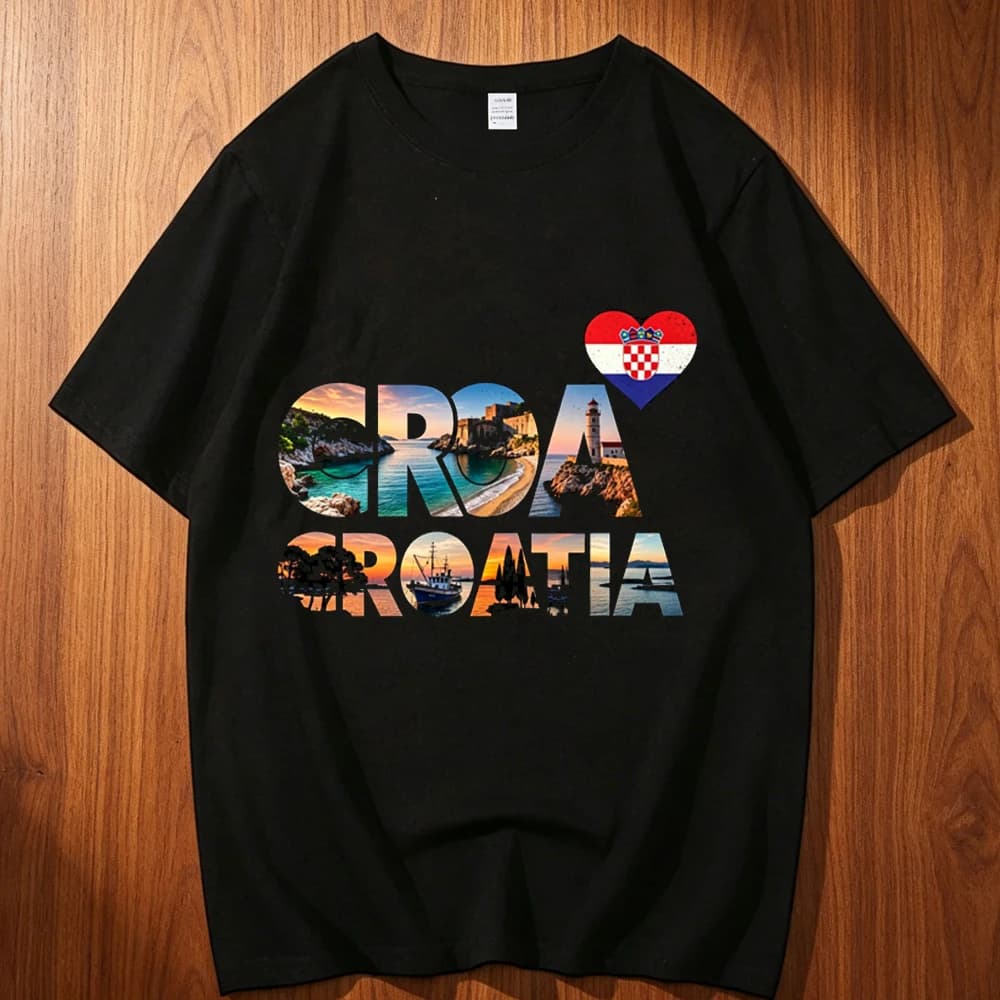 Croatia Cotton Tshirt Men Y2k Vintage Graphic Hip Hop Breathable T-shirt Pastel Streetwear Aesthetic Gothic cotton men