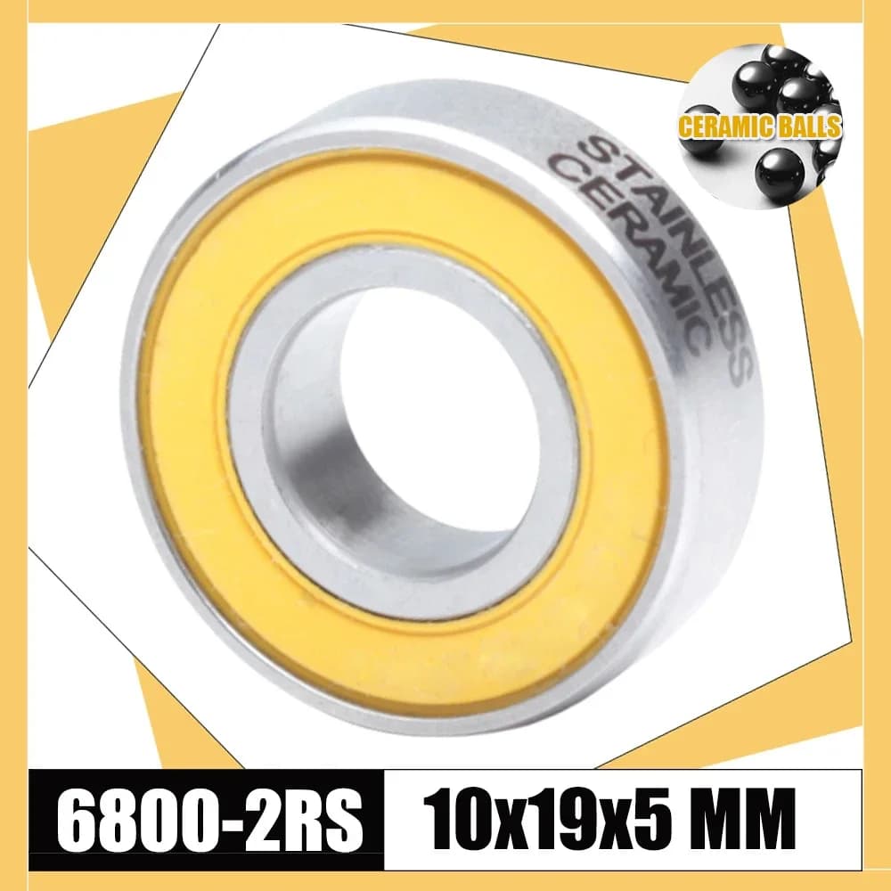 6800-2RS Stainless Ceramic Balls Bearing 10*19*5 mm ( 1 PC ) ABEC-3 6800 RS Bicycle Hub Front Rear Hubs Wheel 10 19 5