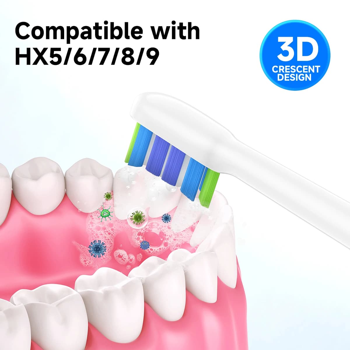 Pack of 4 spare heads for brush compatible with Philips Sonicare electric toothbrush, spare parts for HX5/6/7 electric toothbrush
