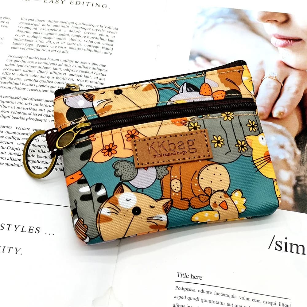 Portamonete simpatico gatto Mini portafoglio Borsa portaoggetti impermeabile per auricolari per donne alla moda Studenti Borsa per carte per bambini Chiave Rossetto Piccola custodia