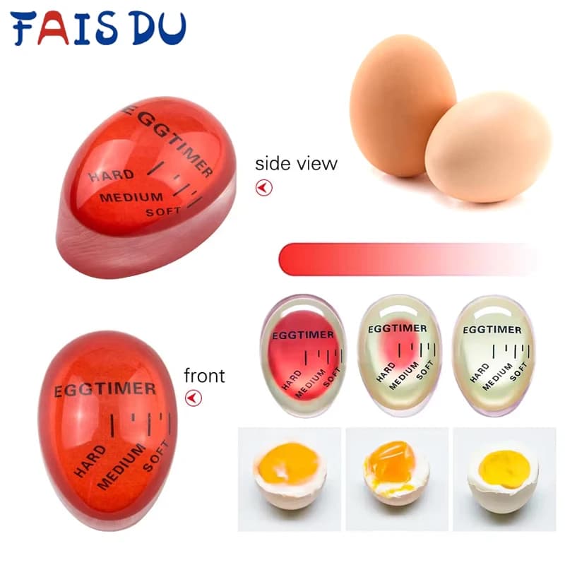 FAIS DU 2 pieces Change color timer for eggs Kitchen resin Eggs perfect sode for temperature Kitchen aid Timer for eggs Tools timer red